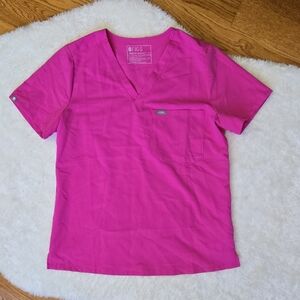 FIGS Pink Scrub Top, Womens Medium